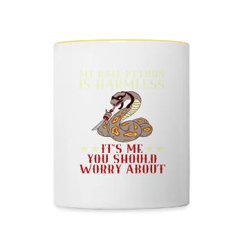 Wild Animals King Cobra Phyton Is Harmless It's - Contrasting Mug - white/yellow - Front