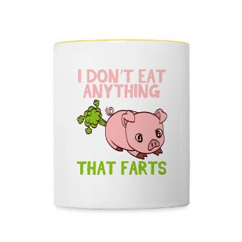 I Don't Eat Anything That Farts Vegan T-shirt - Contrasting Mug - white/yellow - Front