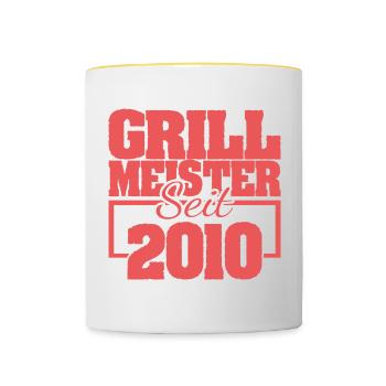 grillen 2010 - Tasse zweifarbig - Weiß/Gelb - Vorne