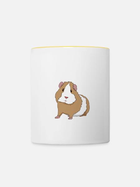 Wheek Niedliches Meerschweinchen Shirt für Tierliebhaber - Tasse zweifarbig - Weiß/Gelb