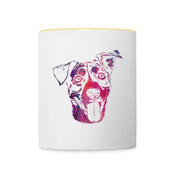 Abstrakte Pfoten Tier Hund Design für Pfotenbesitzer - Tasse zweifarbig - Weiß/Gelb - Vorne