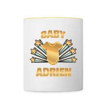 Geschenk für Adrien - Tasse zweifarbig - Weiß/Gelb - Vorne