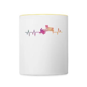 Tolles Geschenk-Shirt für Musiker "Piano" T-Shirt - Tasse zweifarbig - Weiß/Gelb - Vorne