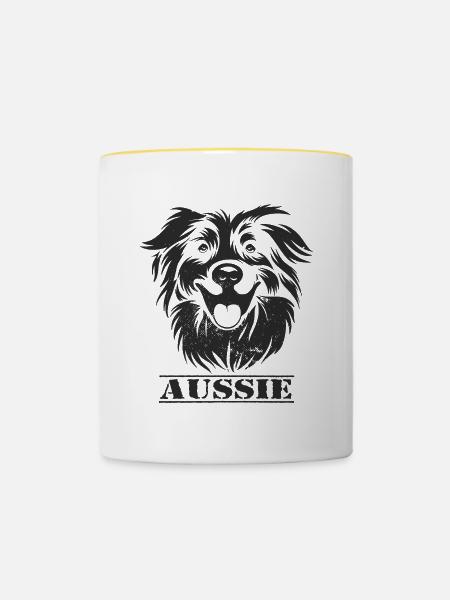 Aussie - Tasse zweifarbig - Weiß/Gelb