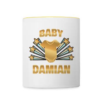 Schwanger Damian - Tasse zweifarbig - Weiß/Gelb - Vorne