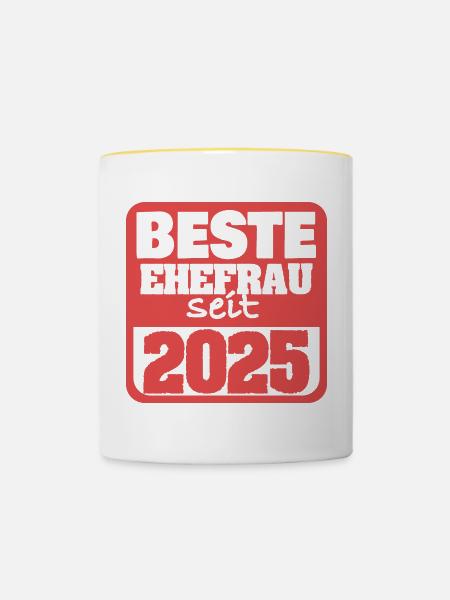 Ehefrau 2025 - Tasse zweifarbig - Weiß/Gelb
