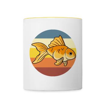 Artsy Goldfish Schwimmender Aquarienfisch - Tasse zweifarbig - Weiß/Gelb - Vorne