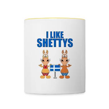 PFERDE - HORSES - I LIKE SHETTYS - Tasse zweifarbig - Weiß/Gelb - Vorne