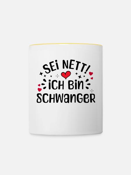 Schwangerschaft Mutter Schwanger Herz Statement - Tasse zweifarbig - Weiß/Gelb