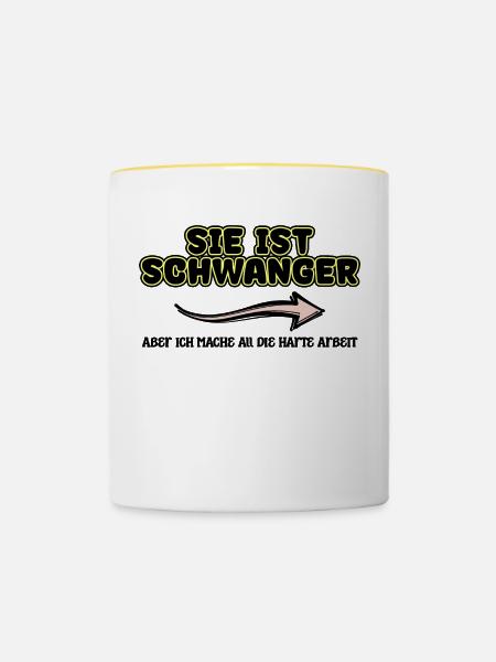 Papa Statement Babyglück Elternschaft Schwanger - Tasse zweifarbig - Weiß/Gelb
