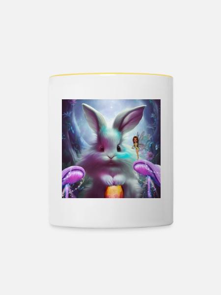 Niedlicher Osterhase - Tasse zweifarbig - Weiß/Gelb