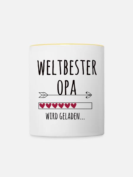 werdender Opa Schwangerschaft Geschenk - Tasse zweifarbig - Weiß/Gelb