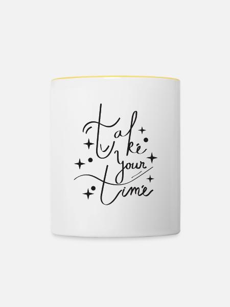 take your time - Tasse zweifarbig - Weiß/Gelb