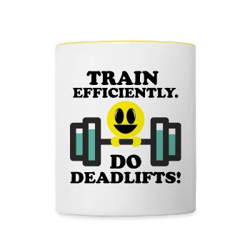 Do Deadlifts Funny Powerlifting Gym Quote Barbell - Contrasting Mug - white/yellow - Front