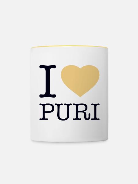 I LOVE PURI - Tasse zweifarbig - Weiß/Gelb
