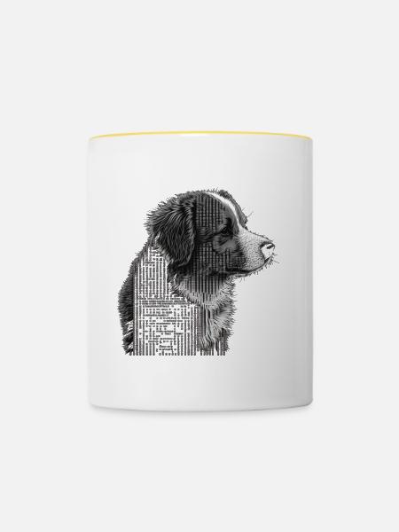 ASCII Dog - Tasse zweifarbig - Weiß/Gelb
