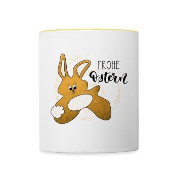 Frohe Ostern - Tasse zweifarbig - Weiß/Gelb - Vorne
