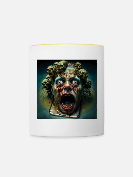 Verfluchtes Telefon - Tasse zweifarbig - Weiß/Gelb