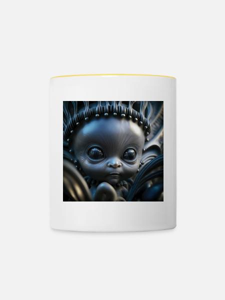Foto Makro Kreatur 12 - Tasse zweifarbig - Weiß/Gelb