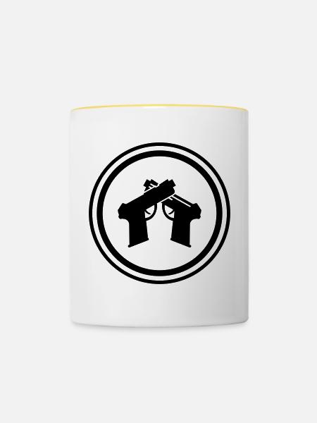 Pistole Symbol - Tasse zweifarbig - Weiß/Gelb