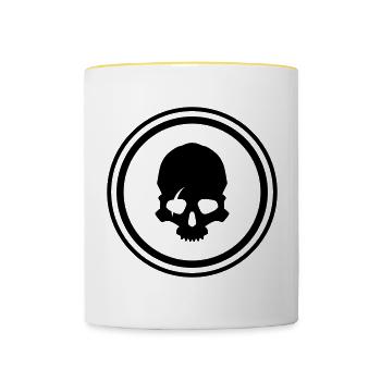 Crâne de squelette - Mug contrasté - blanc/jaune - Devant
