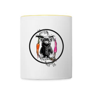 Cooler Hase - Tasse zweifarbig - Weiß/Gelb - Vorne