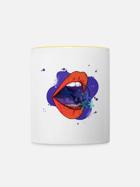 mund blumen - Tasse zweifarbig - Weiß/Gelb