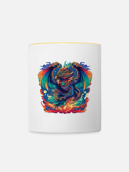 Azteken Vogel - Tasse zweifarbig - Weiß/Gelb