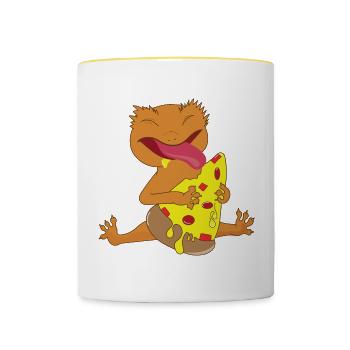 Zitate von niedlichen Haubengeckos, die - Tasse zweifarbig - Weiß/Gelb - Vorne