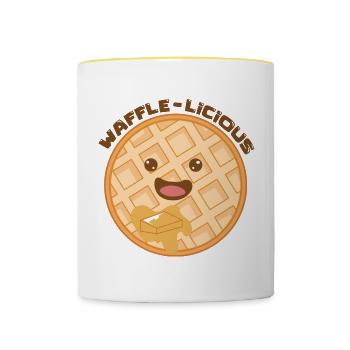 Nourriture pour crêpes gaufrées mignonnes à la - Mug contrasté - blanc/jaune - Devant