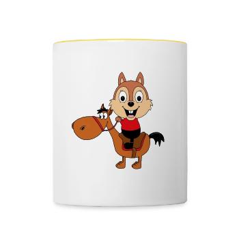 PFERD - REITEN - TIERE - EICHHÖRNCHEN - PONY - Tasse zweifarbig - Weiß/Gelb - Vorne