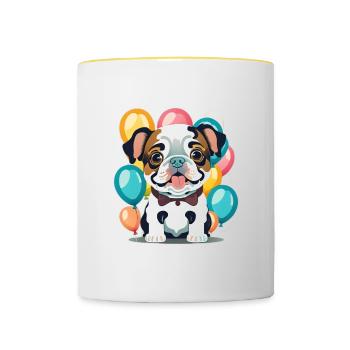 Bulldogge - Tasse zweifarbig - Weiß/Gelb - Vorne