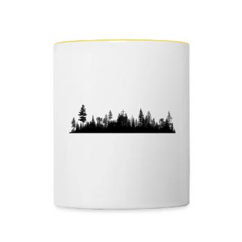 Silhouette de la forêt - Mug contrasté - blanc/jaune - Devant