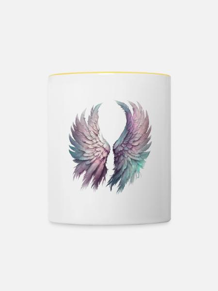Ätherische Pastellflügel - Tasse zweifarbig - Weiß/Gelb
