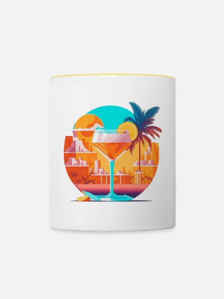 80s Cocktail - Tasse zweifarbig - Weiß/Gelb