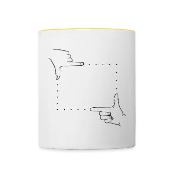 Handzeichen Bildausschnitt - Tasse zweifarbig - Weiß/Gelb - Vorne