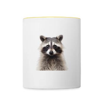 Waschbär Racoon - Tasse zweifarbig - Weiß/Gelb - Vorne