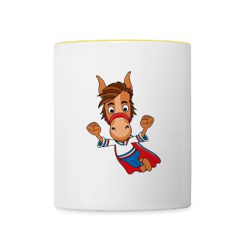 SUPERHELD - PFERD - PONY - TIER - KIND - BABY - Tasse zweifarbig - Weiß/Gelb - Vorne