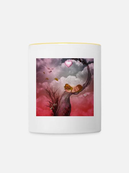 Nettes schlafendes Feenbaby. - Tasse zweifarbig - Weiß/Gelb