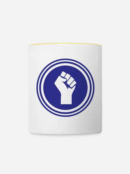 Hand Faust - Tasse zweifarbig - Weiß/Gelb