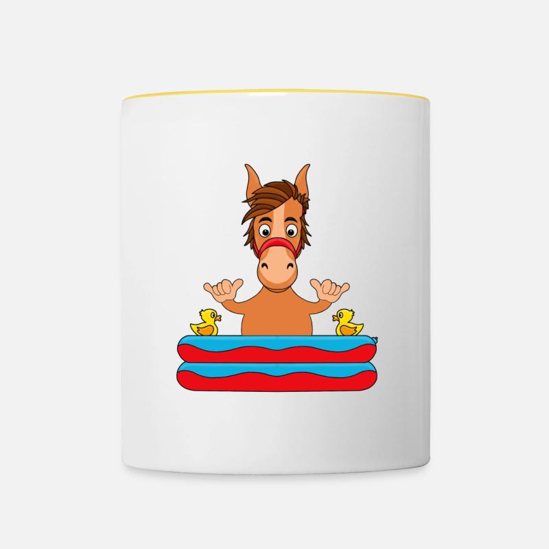 POOL - SHAKA - PLANSCHBECKEN - SOMMER - PFERD - Tasse zweifarbig - Weiß/Gelb