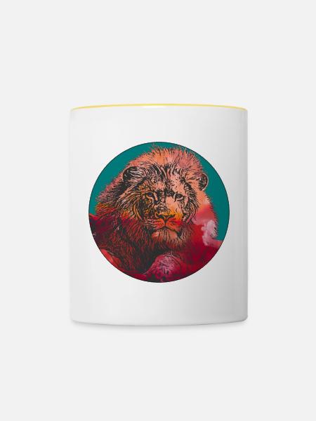 Prächtiger Löwe - Tasse zweifarbig - Weiß/Gelb
