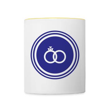 Anneaux de mariage Bague de mariage - Mug contrasté - blanc/jaune - Devant