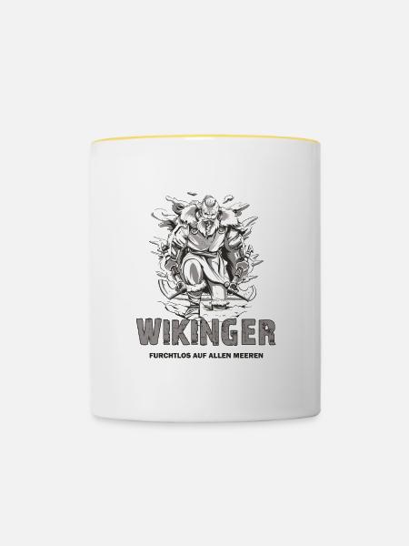 Wikinger Design - Tasse zweifarbig - Weiß/Gelb