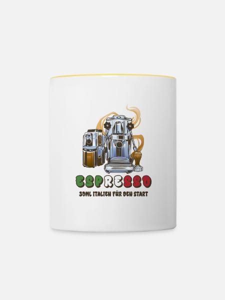 Espresso Italien Design - Tasse zweifarbig - Weiß/Gelb