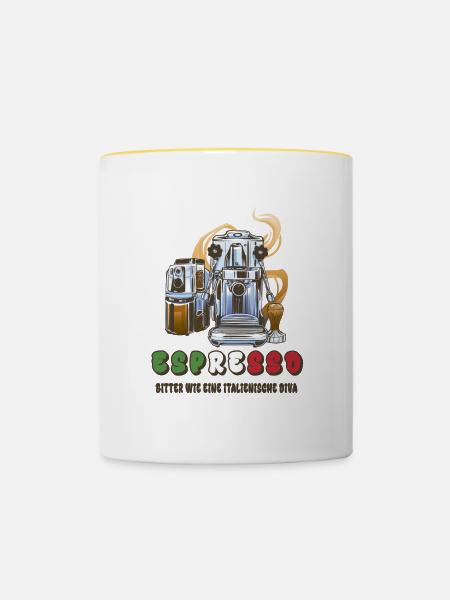 Espresso Italien Design - Tasse zweifarbig - Weiß/Gelb