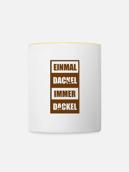 DACKEL - TECKEL - DACHSHUND - HUND - Tasse zweifarbig - Weiß/Gelb