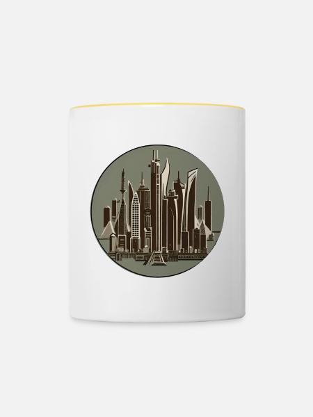 Wolkenkratzer - Tasse zweifarbig - Weiß/Gelb