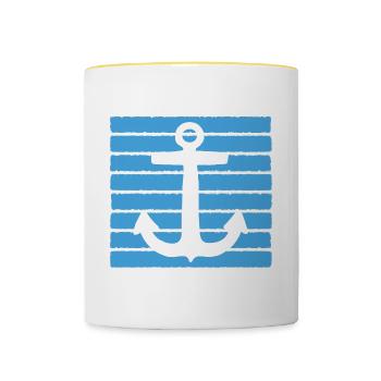 Maritim - Anker - Tasse zweifarbig - Weiß/Gelb - Vorne