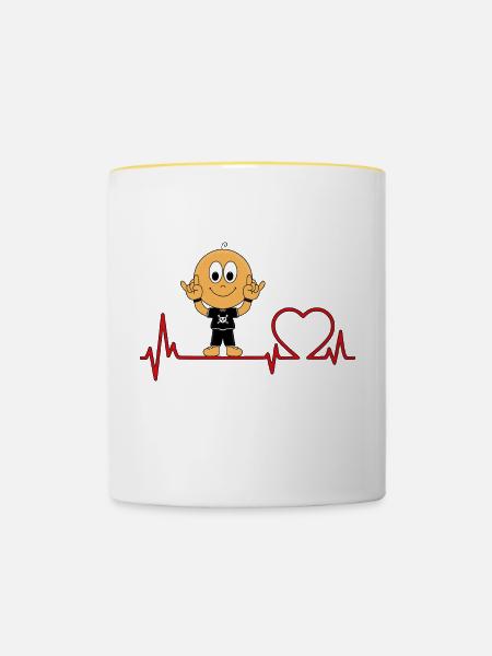 HERZSCHLAG - BABY - MUSIKER - LIEBE - Tasse zweifarbig - Weiß/Gelb
